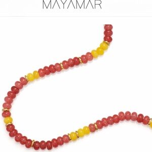 Cheery and Yellow Quartz Stones 24k Gold Plated Necklace